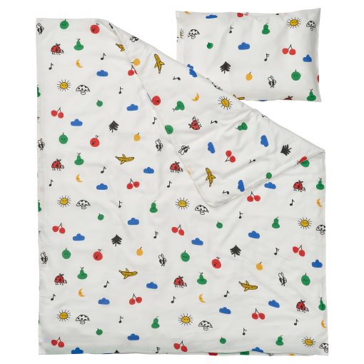GRONFINK, duvet cover 1 pillowcase for cot, 110x125/35x55 cm, 005.723.77