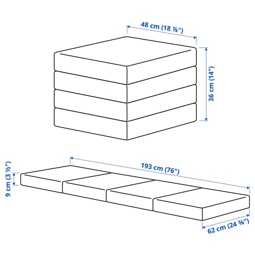 SLÄKT, pouffe/mattress, foldable, 005.903.57