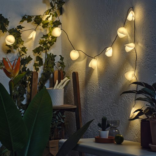 SOLVINDEN, chain with built in LED light source/12 lights/solar powered/leaf, 005.939.35