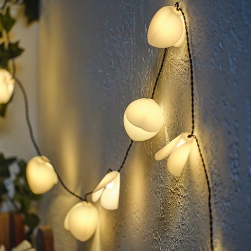 SOLVINDEN, chain with built in LED light source/12 lights/solar powered/leaf, 005.939.35