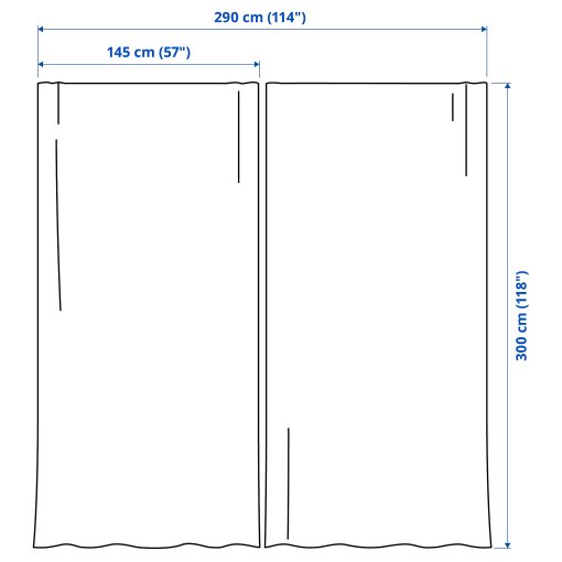 STENFRÖ, διαφανής κουρτίνα με τρέσα, 2 τεμ. 145x300 cm, 005.948.88