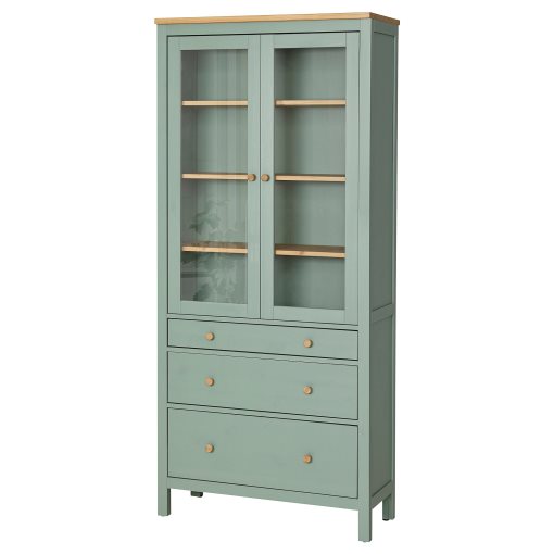 HEMNES, glass-door cabinet with 3 drawers, 90x197 cm, 005.961.61