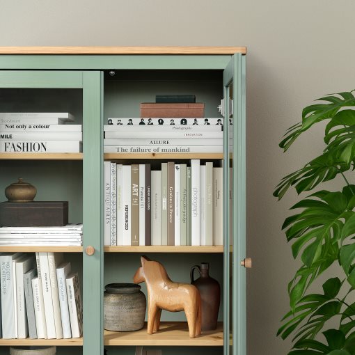 HEMNES, glass-door cabinet with 3 drawers, 90x197 cm, 005.961.61