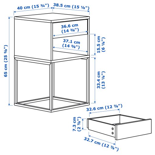 VIKHAMMER, bedside table, 40x39 cm, 005.966.65