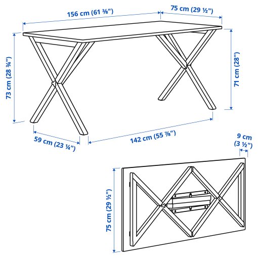 IKEA PS 2026, πτυσσόμενο τραπέζι, 156x75 cm, 006.178.61