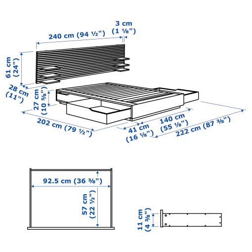 MANDAL, bed with headboard, 140x202 cm, 090.949.47