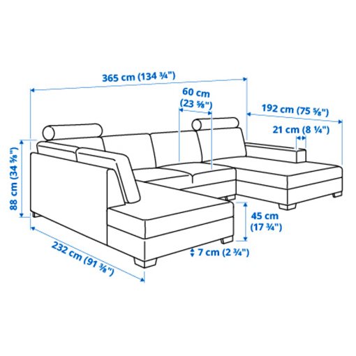 SÖRVALLEN, γωνιακός καναπές 4 θέσεων με σεζλόνγκ/δεξί, 093.041.44
