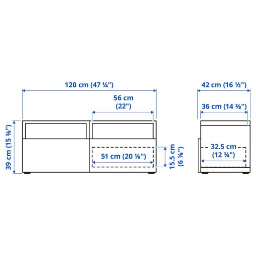 VOLMAR, έπιπλο TV με συρτάρια, 120x42x39 cm, 093.243.16