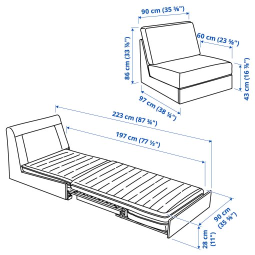 KIVIK, μονοθέσιος καναπές-κρεβάτι, 094.702.37