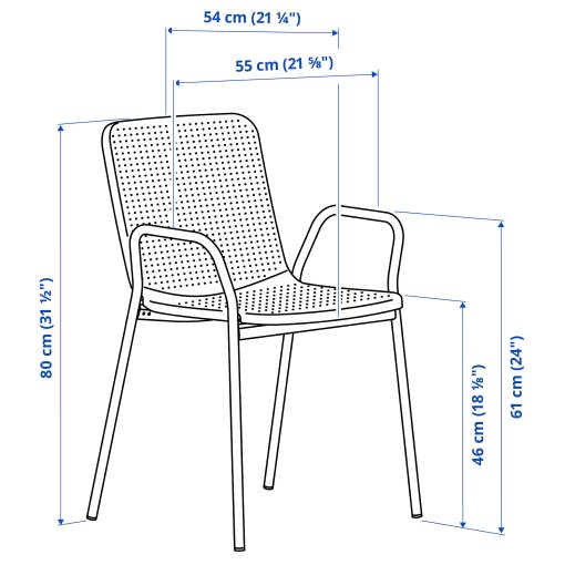 TORPARÖ, τραπέζι/4 καρέκλες με μπράτσα/εξωτερικού χώρου, 130 cm, 094.948.65
