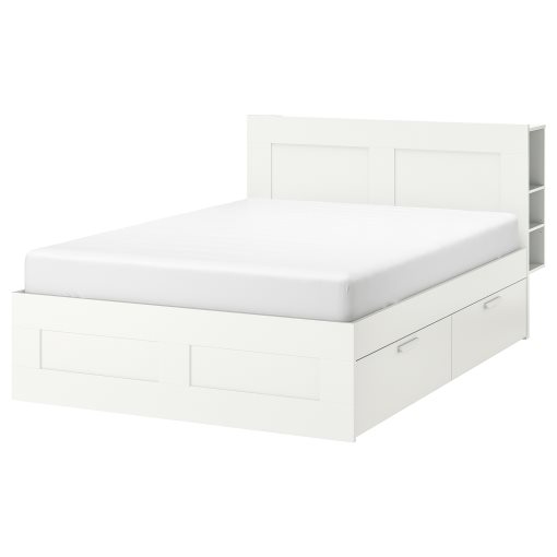 BRIMNES, bed frame with storage and headboard, 160X200 cm, 094.948.89