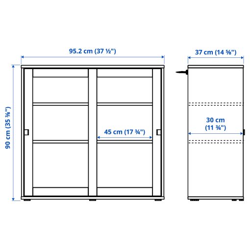 VIHALS, storage combination with glass doors, 190x37x90 cm, 095.212.08