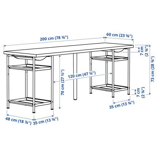 LAGKAPTEN/SPAND, desk, 200x60 cm, 095.685.40