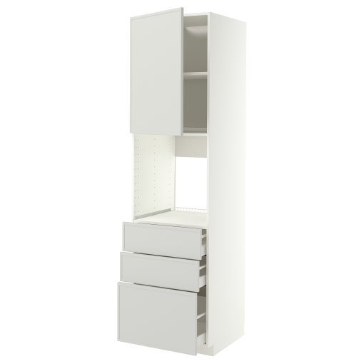 METOD, high cabinet for oven with door/3 drawers, 60x60x220 cm, 096.043.26