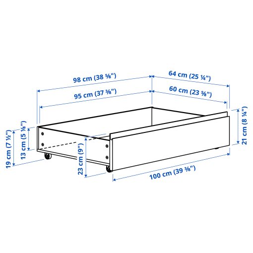STORKLINTA, bed frame with 4 storage boxes, 160x200 cm, 096.308.20