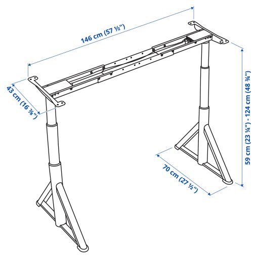 IDÅSEN, underframe sit/stand for table top, electrical, 104.121.71