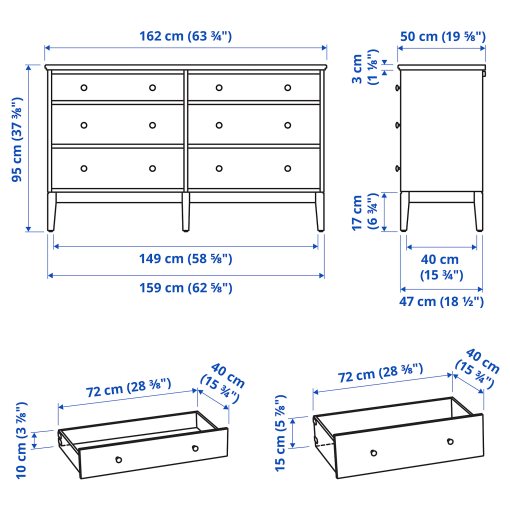 IDANÄS, chest of 6 drawers, 162x95 cm, 104.587.10