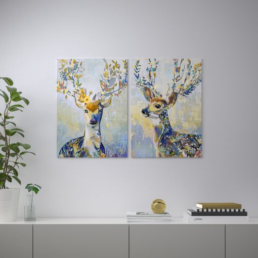 PJÄTTERYD, picture/colourful reindeer, 50x70 cm, 105.180.40