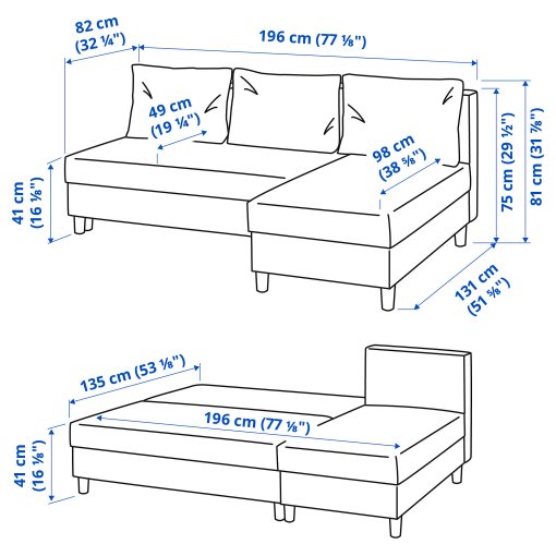 ÄLVDALEN, 3 θέσιος καναπές-κρεβάτι με σεζλόνγκ, 105.306.69