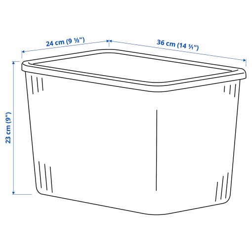 RYKTA, storage box with lid, 24x36x23 cm/14.5 l, 105.332.05