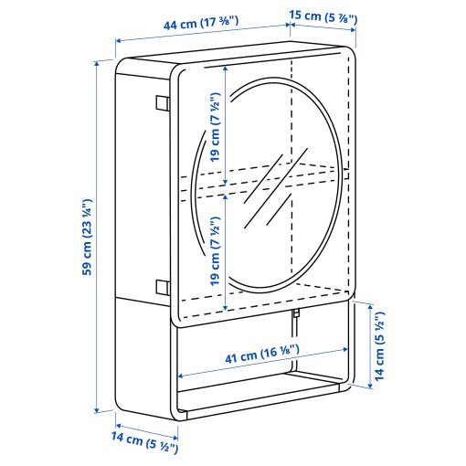 IVÖSJÖN, mirror cabinet with 1 door, 44x15x59 cm, 105.690.96
