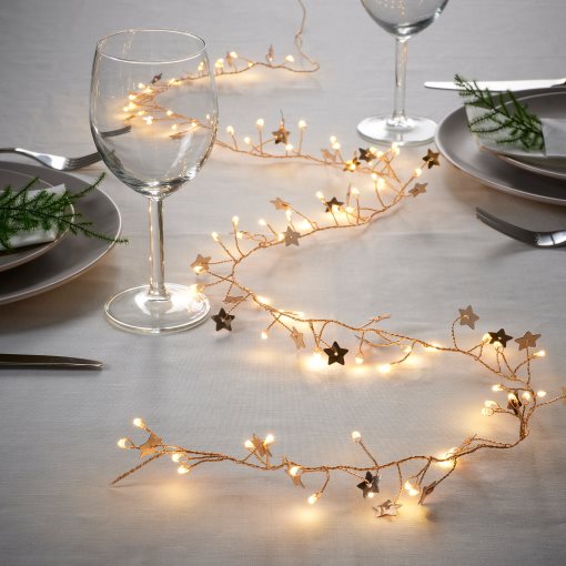 STRÅLA, lighting chain with built in LED light source/80 lights/battery-operated mini/star, 105.991.16