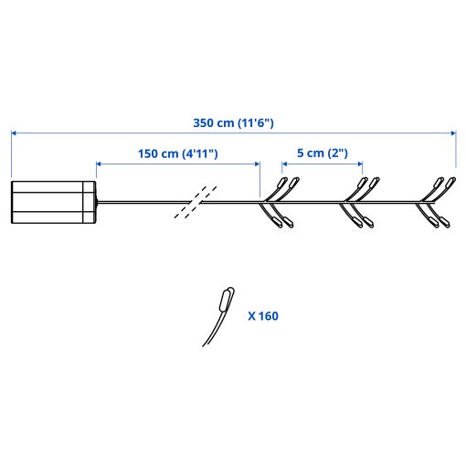 STRÅLA, γιρλάντα με ενσωματωμένο φωτισμό LED/160 λαμπτήρες/λειτουργία με μπαταρία, μίνι, 106.061.69