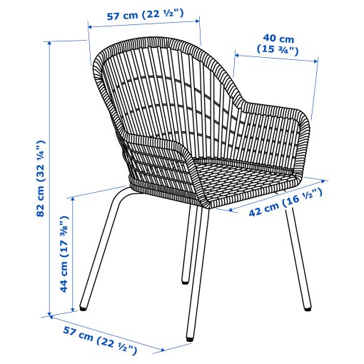 NILSOVE/NORNA, καρέκλα με μπράτσα και μαξιλαράκι, 193.040.06