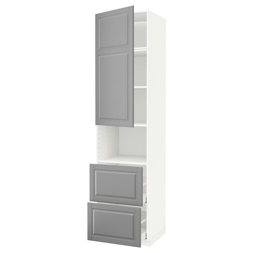 METOD/MAXIMERA, high cabinet for microwave with door/2 drawers, 60x60x240 cm, 194.582.06