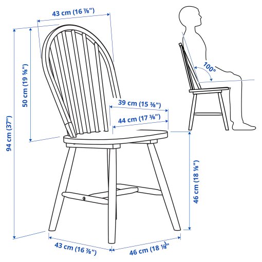 DANDERYD/SKOGSTA, τραπέζι και 4 καρέκλες, 130 cm, 195.442.90