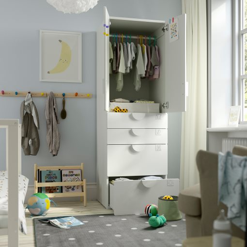 SMASTAD/PLATSA, wardrobe with 4 drawers, 60x57x181 cm, 195.465.43