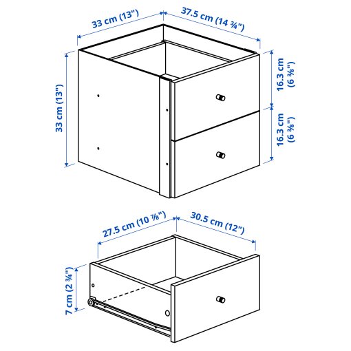 KALLAX, ραφιέρα με βάση με 4 συρτάρια/2 ένθετα ραφιών, 147x94 cm, 195.529.11