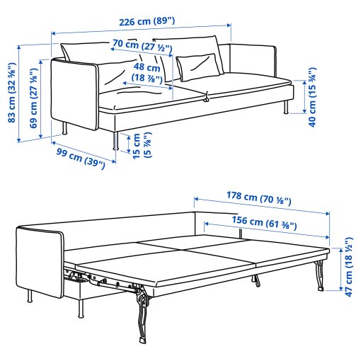 SÖDERHAMN, 3-seat sofa-bed with armrests, 195.800.61