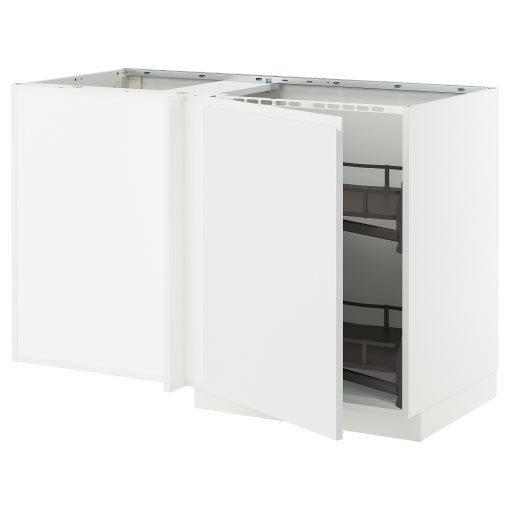 METOD, corner base cabinet with pull-out fitting, 128x68 cm, 195.851.53