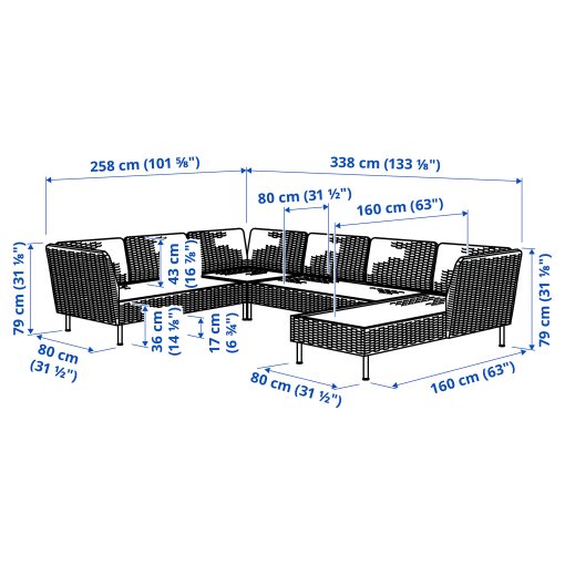 VITTSKÄR, 5-seat modular corner sofa, outdoor, 195.912.48