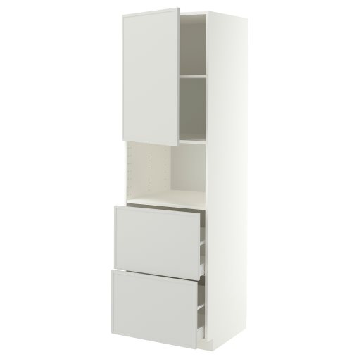 METOD, high cabinet for microwave with door/2 drawers, 60x60x200 cm, 196.062.78