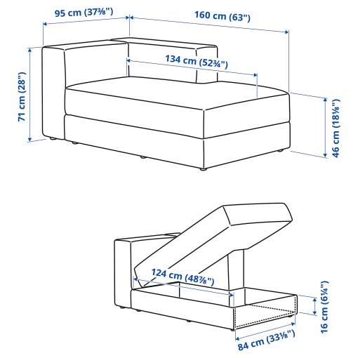 JÄTTEBO, chaise longue module with armrest, right, 196.077.44