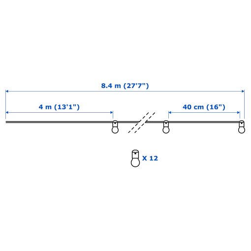 SVARTRÅ, lighting chain/12 lights with built-in LED light source/outdoor, 205.218.05