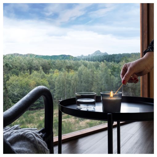 PÄRONTRÄD, scented candle in glass with lid/Mountain air, 25 hr, 205.272.18