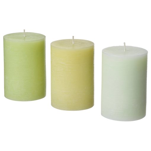 LOVSKOGSLUND, scented pillar candle, 3 pack, 205.820.64