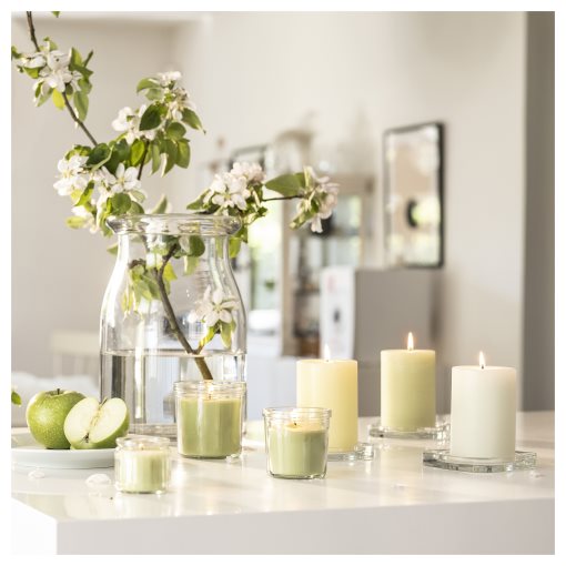 LOVSKOGSLUND, scented pillar candle, 3 pack, 205.820.64