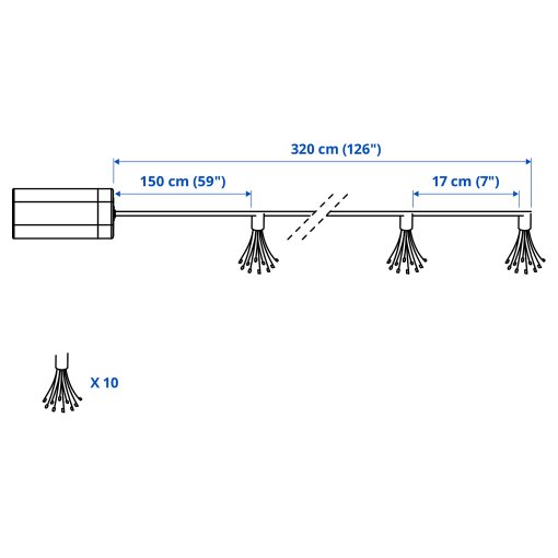STRÅLA, γιρλάντα με ενσωματωμένο φωτισμό LED/10 λαμπτήρες/λειτουργία με μπαταρία, αστεράκι, 206.066.54