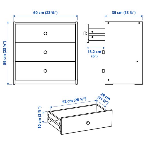 RAST, chest of 3 drawers, 60x59 cm, 206.098.60