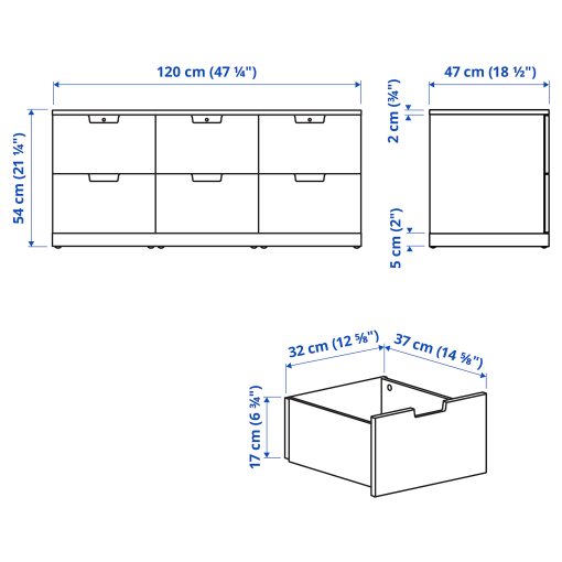 NORDLI, chest of 6 drawers, 120x54 cm, 292.394.97