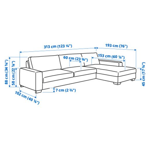 SÖRVALLEN, 4-seat sofa with chaise longue/right, 293.147.88