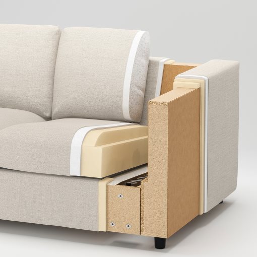 VIMLE, τριθέσιος καναπές με σεζλόνγκ με πλατιά μπράτσα, 294.012.95