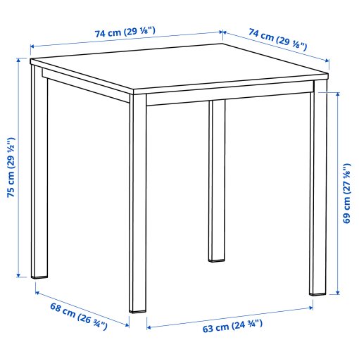 VIHALS, table and 2 chairs, 74x74 cm, 295.899.33