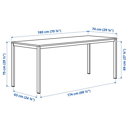 VIHALS, table and 6 chairs, 180x74 cm, 295.899.47