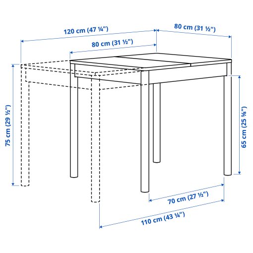TONSTAD/TONSTAD, τραπέζι και 2 καρέκλες, 80/120x70 cm, 295.966.60
