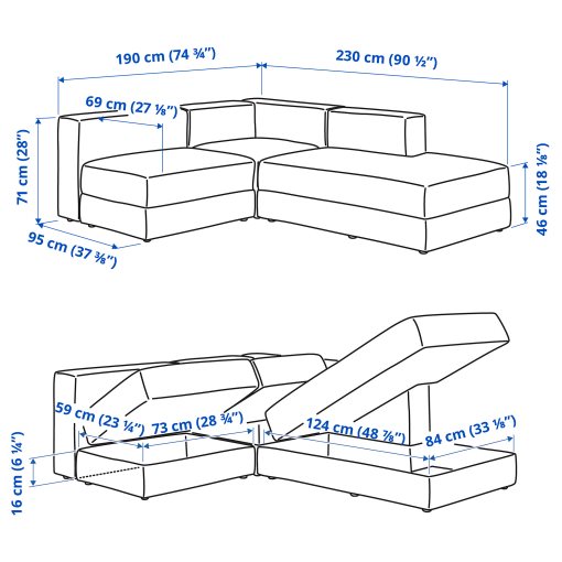 JÄTTEBO, modular corner sofa 2,5-seat with chaise longue/right, 296.082.10